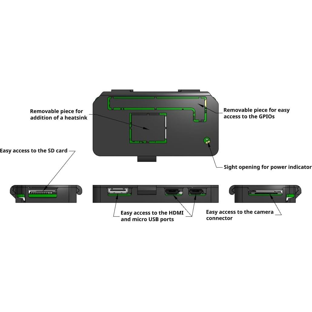 Funda Protectora Compacta Genérica para Raspberry Pi Zero - Fibra de Carbono