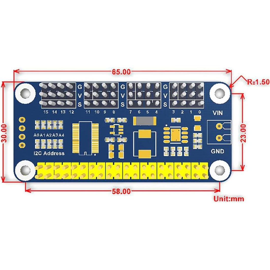 Controlador de Servo HAT Coolwell para Raspberry Pi 16 Canales I2C