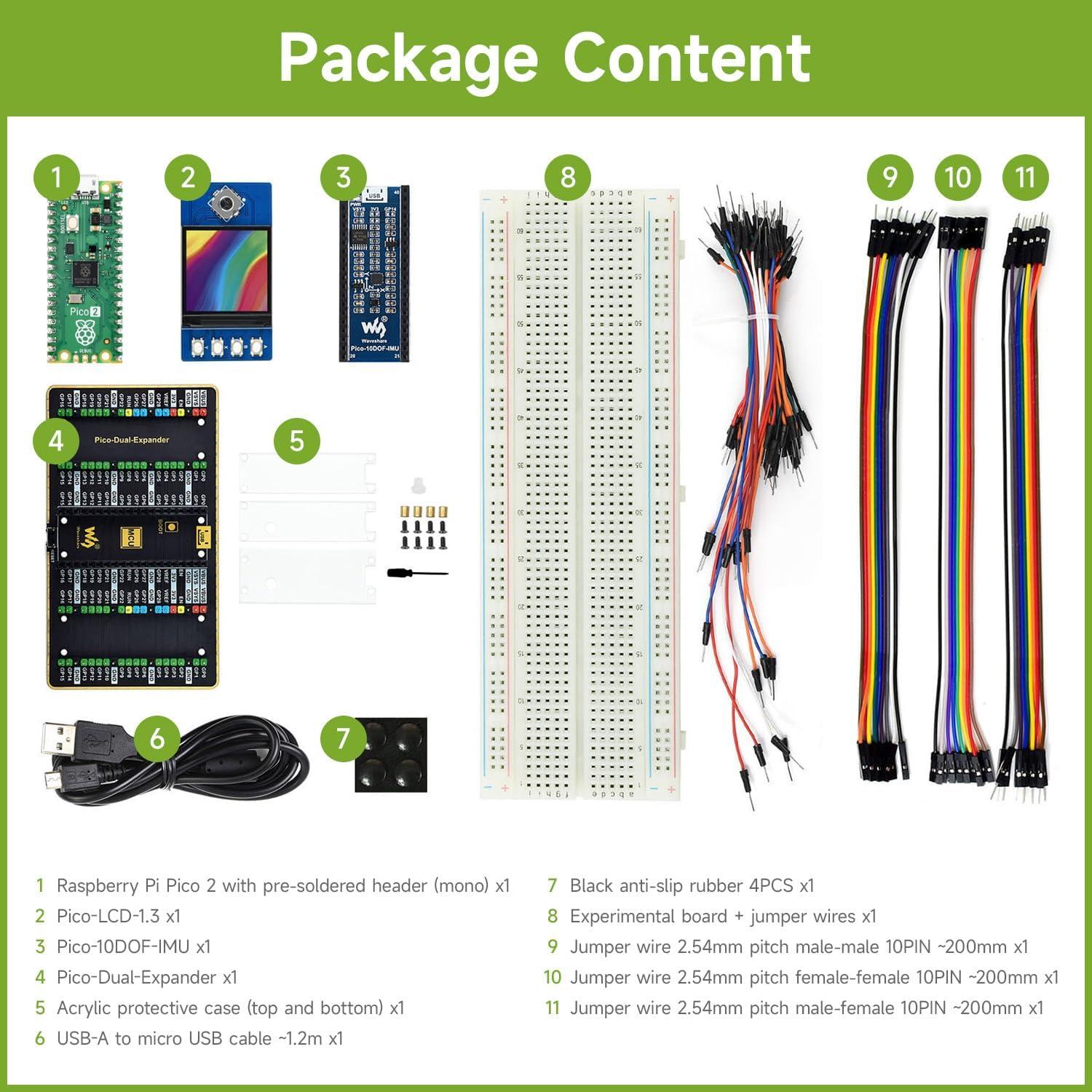 Kit de Evaluación Waveshare Raspberry Pi Pico 2 - Doble Núcleo
