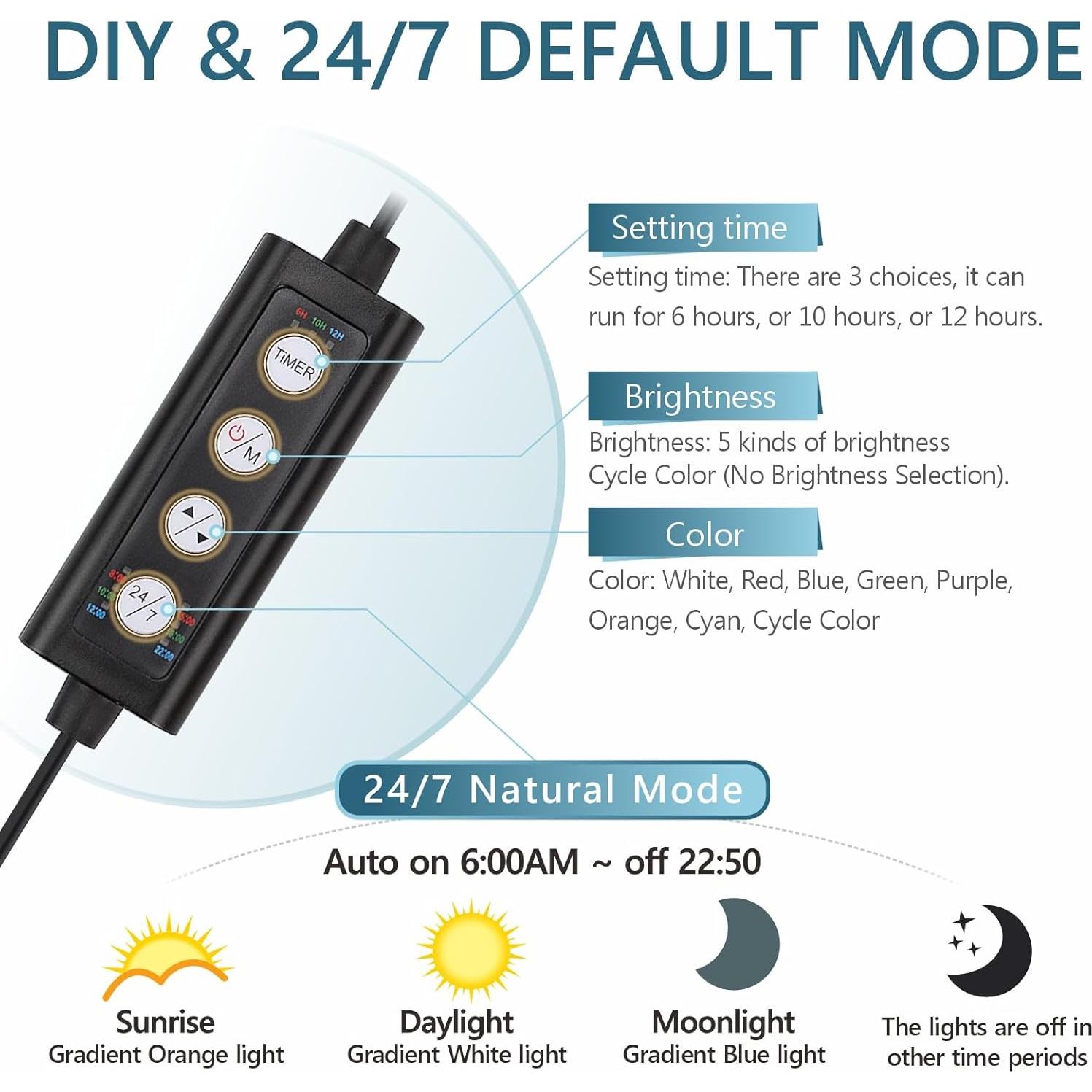 Luz LED Acuática Hygger 14W para Acuario 30-50cm