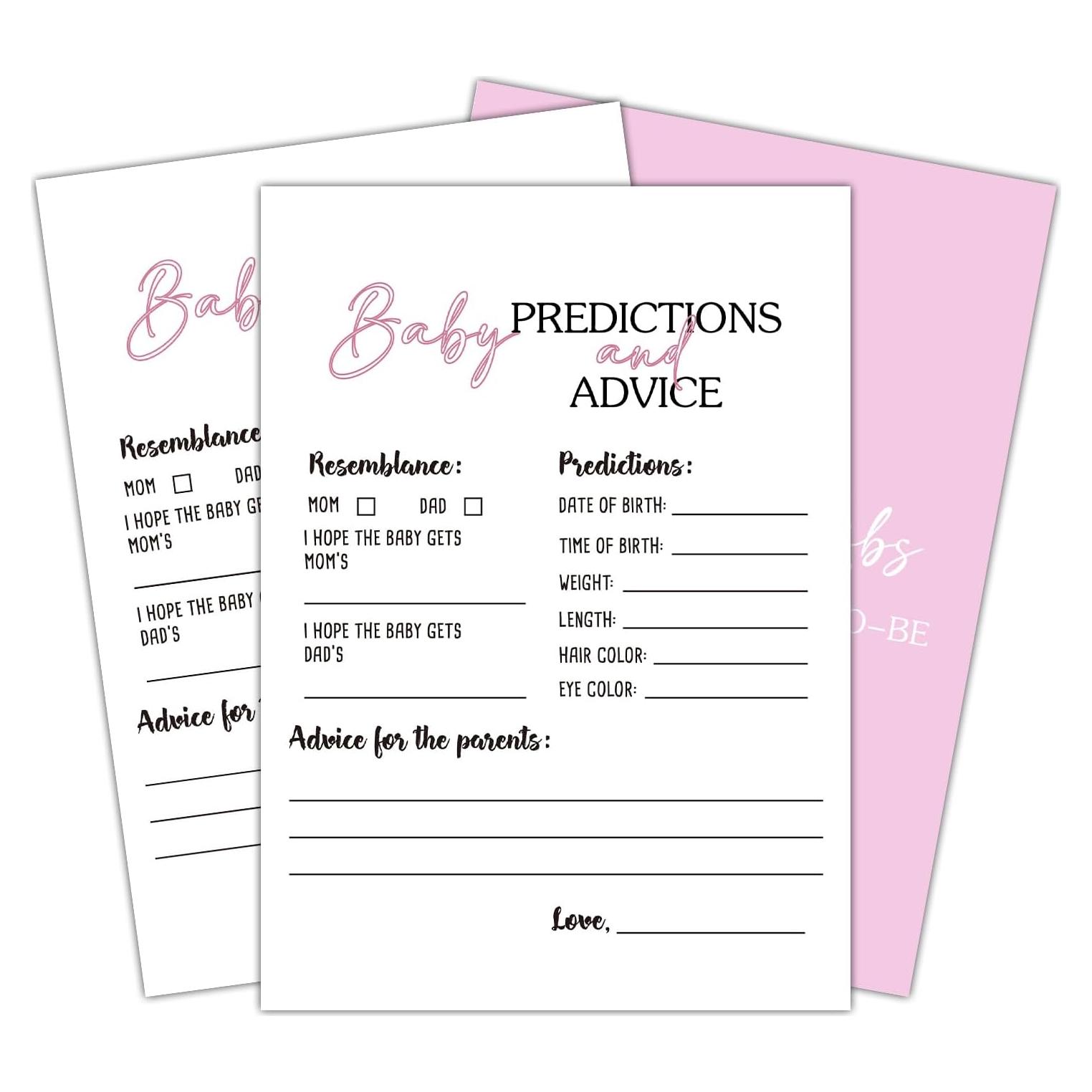 Juego de Baby Shower YUEXLL 30 Tarjetas Predicciones 12,7x17,8cm