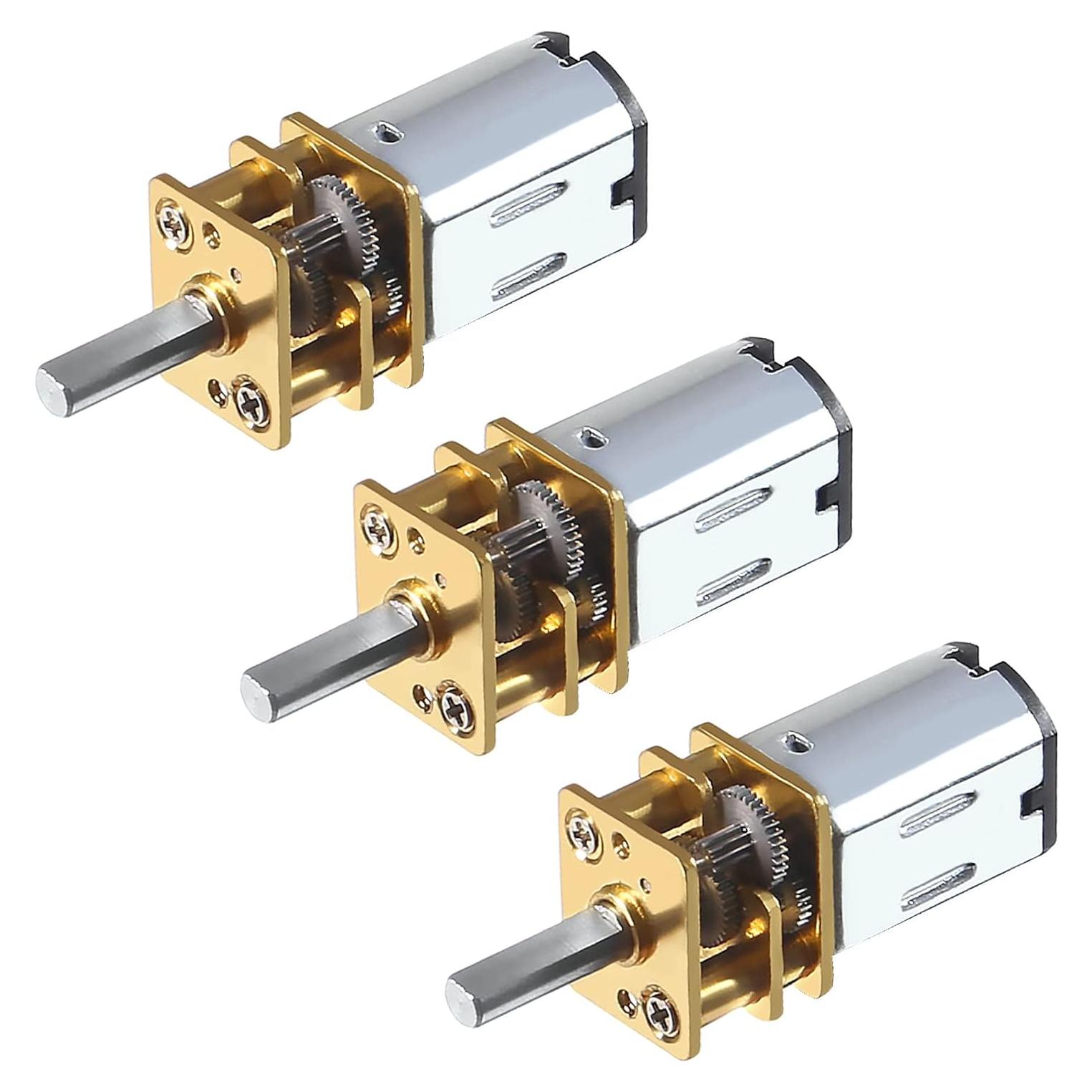 3 Motores de Reducción N20 3V 15RPM Metal para Juguetes RC