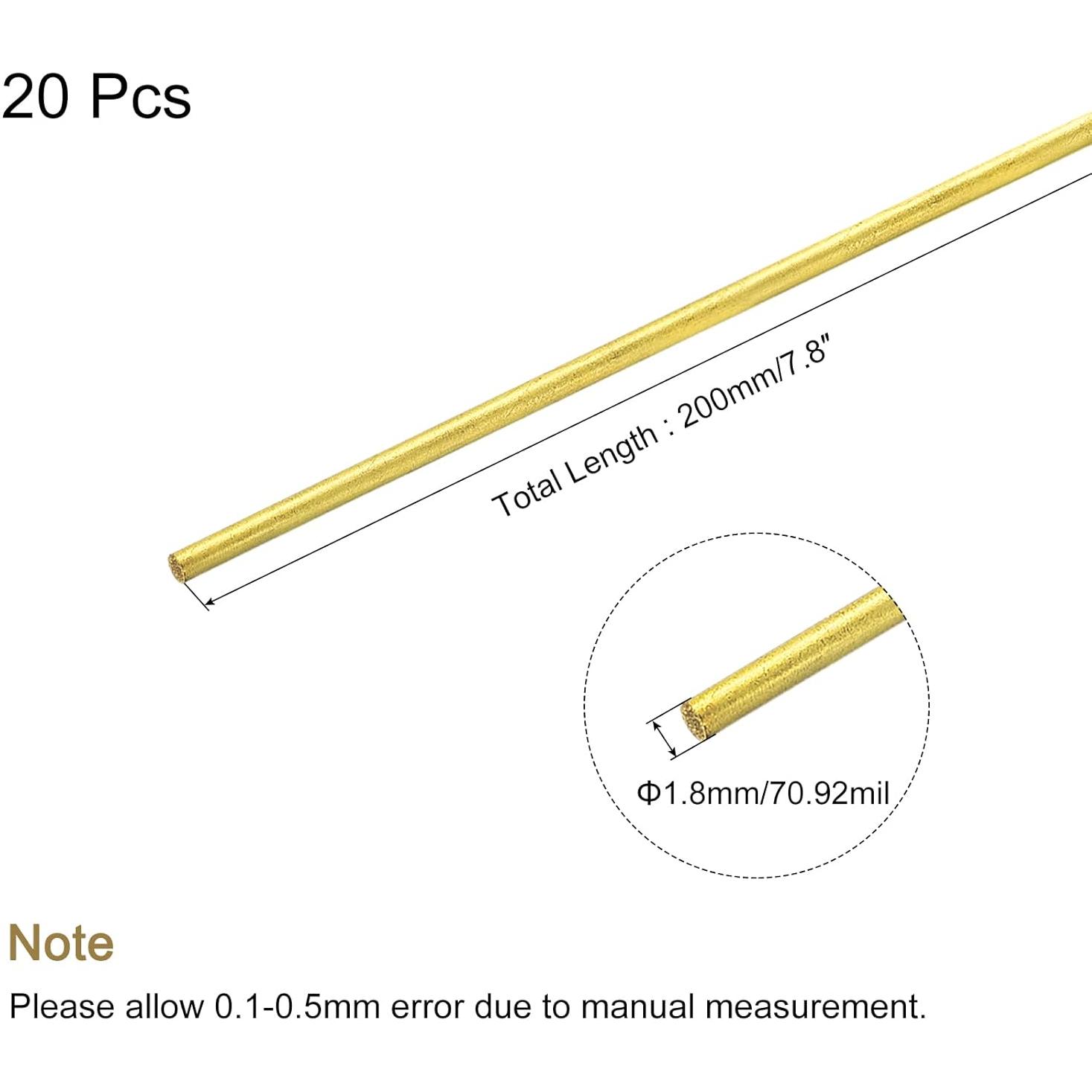 Varilla de Bronce Sólido MECCANIXITY 1.8mm x 200mm Pack de 20