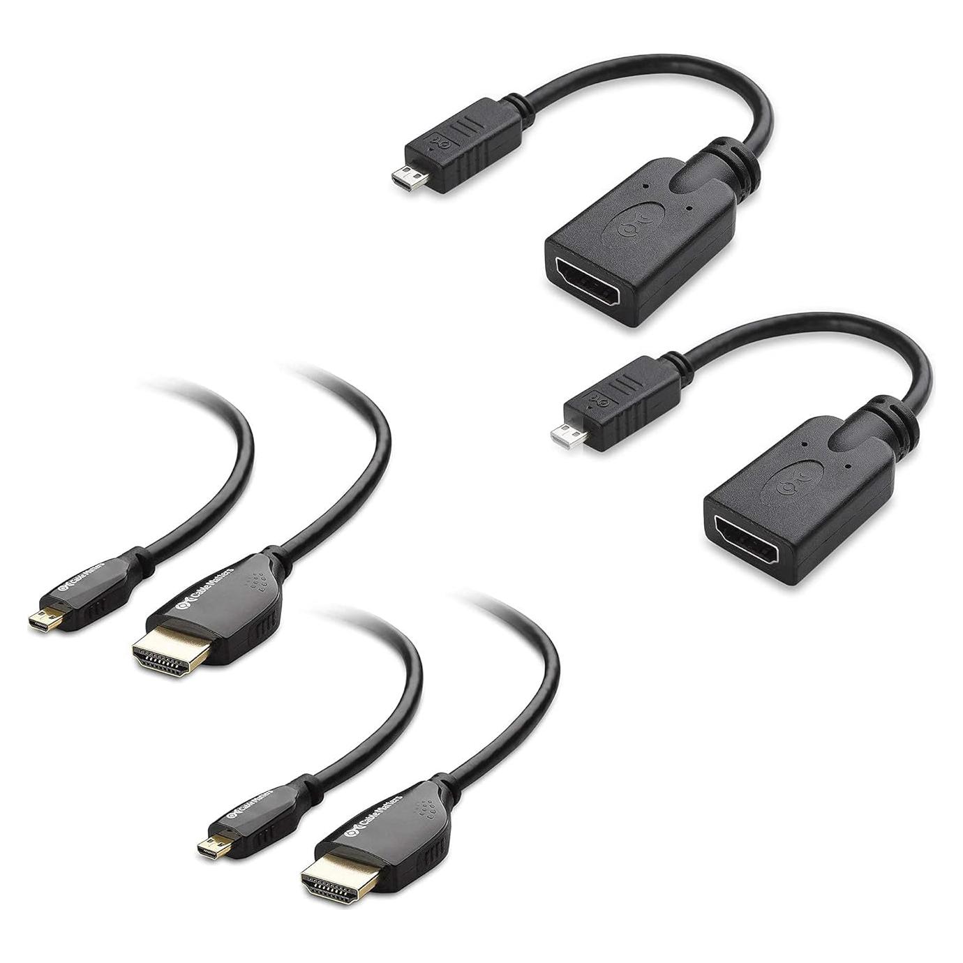 Paquete de 2 Adaptadores y Cables Micro HDMI a HDMI 4K Cable Matters