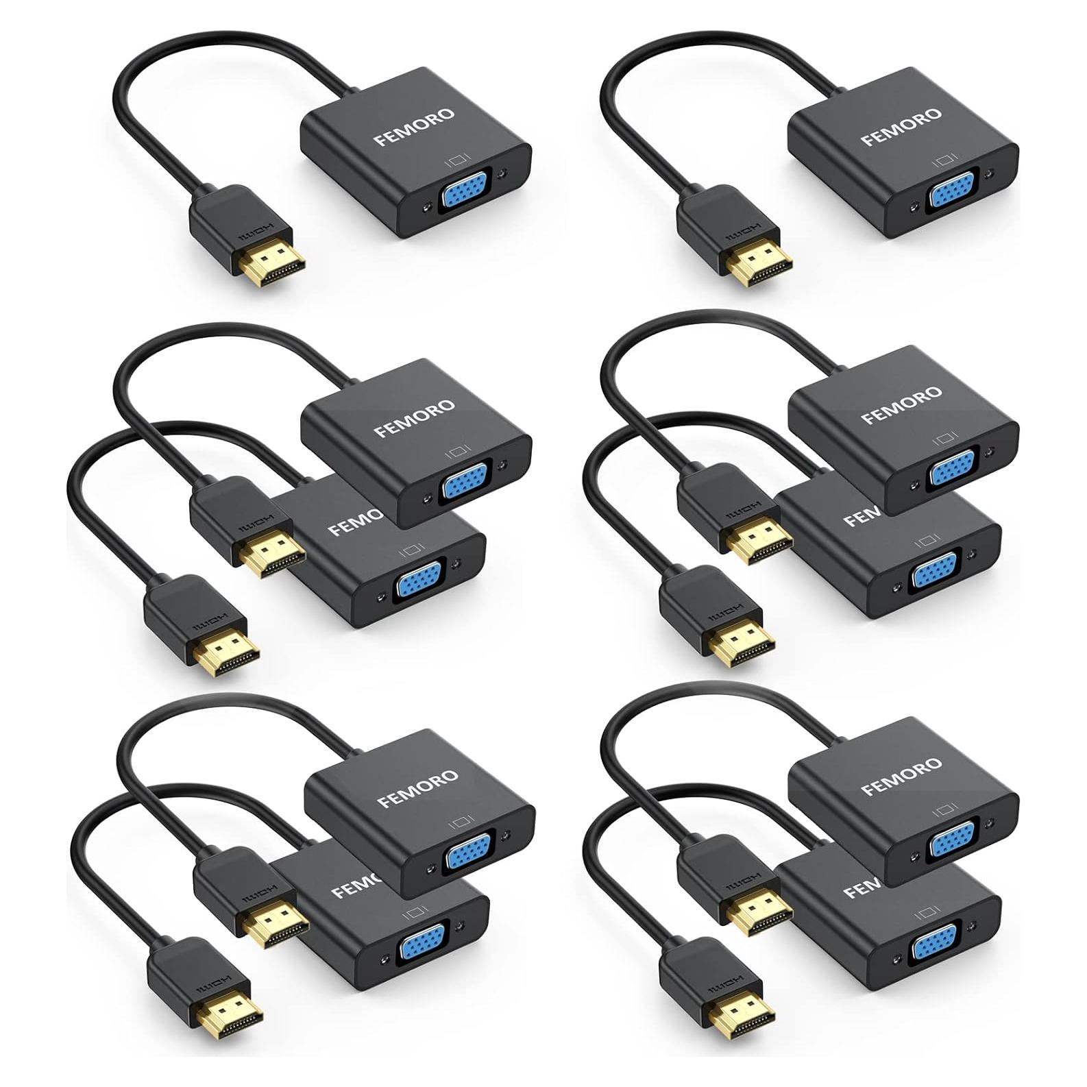 Adaptador HDMI a VGA FEMORO 10 Pack - Alta Definición 1920x1080