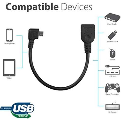 Kit de 2 Cables Micro USB OTG en Ángulo Recto Tek Styz