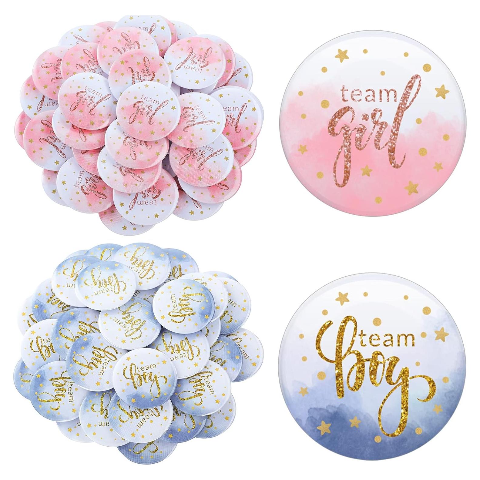 80 Piezas Pines de Botón Acuarela Revelación de Género 3.8 cm