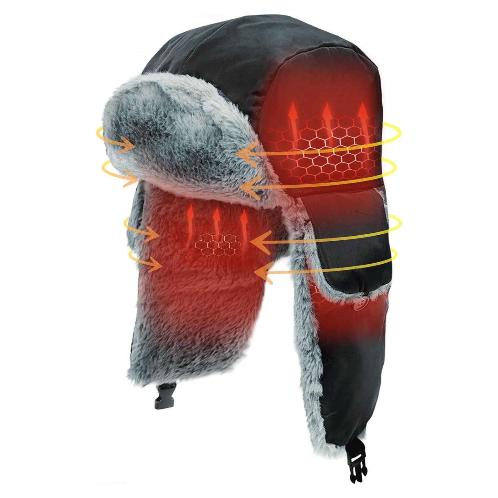Gorro Trapper Calentado Eléctrico para Invierno - Negro