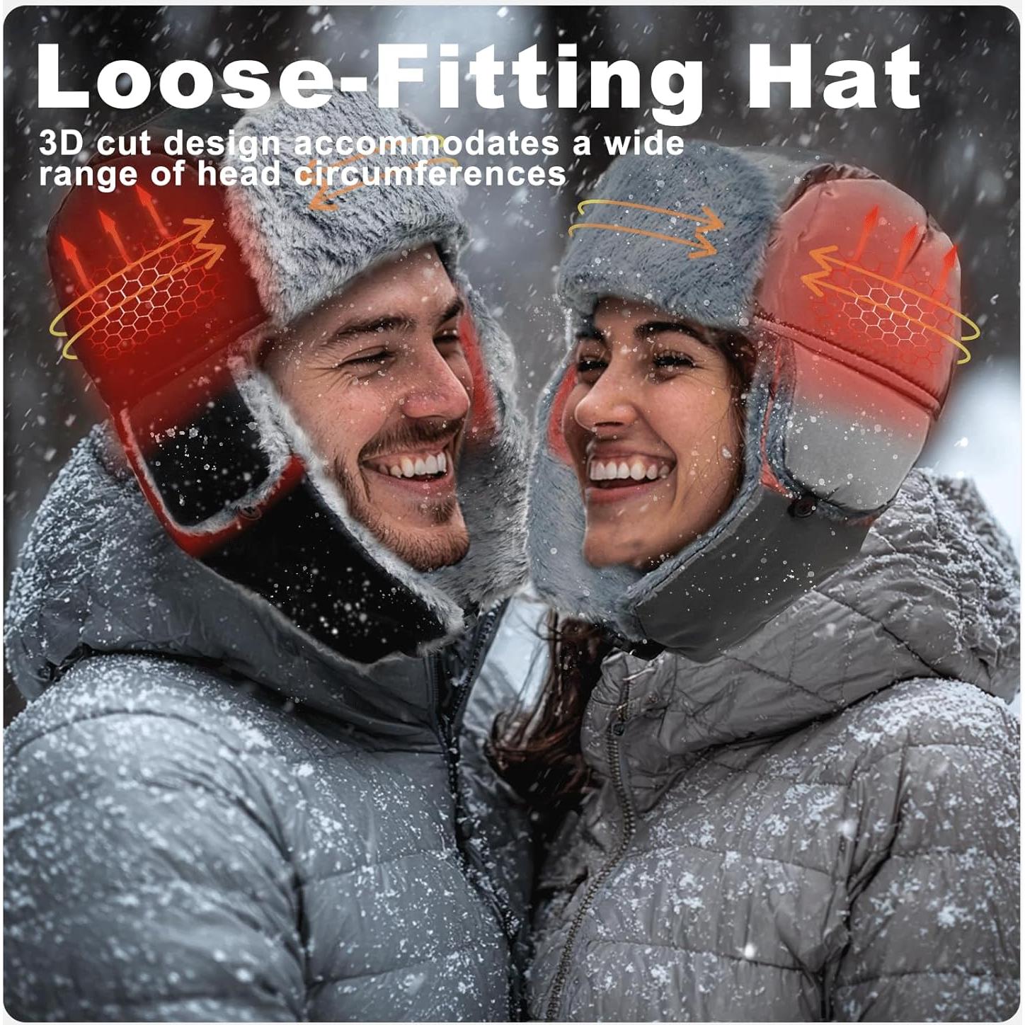 Gorro Trapper Calentado Eléctrico para Invierno - Negro