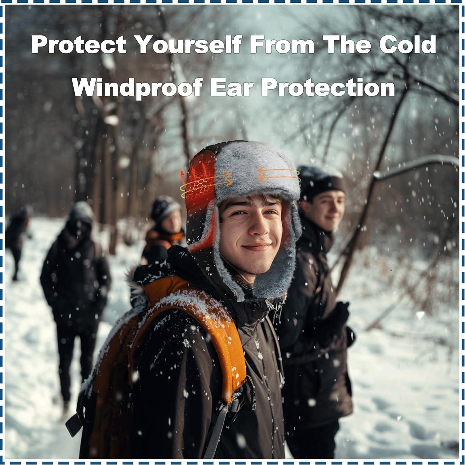 Gorro Trapper Calentado Eléctrico para Invierno - Negro