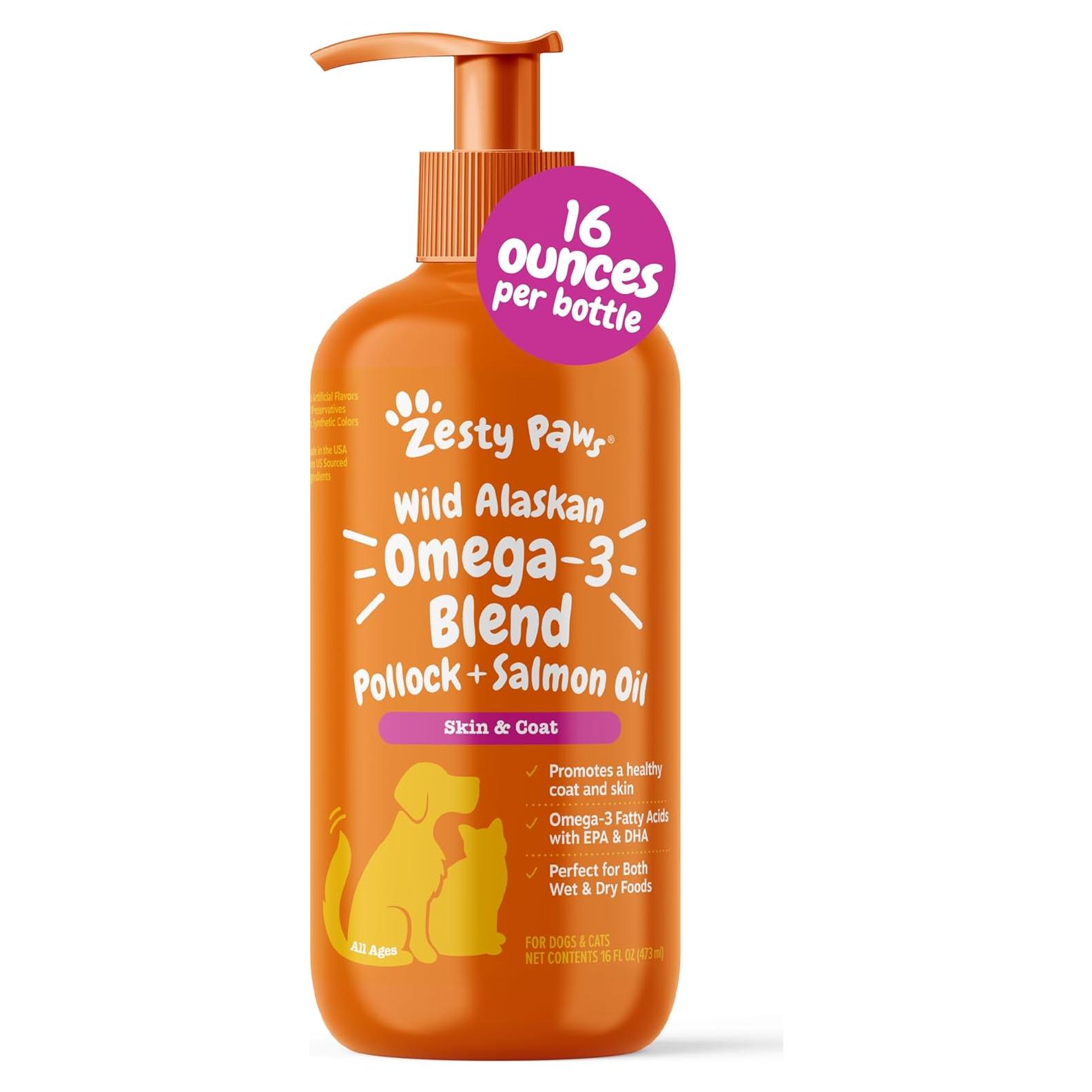 Suplemento Omega-3 Zesty Paws Aceite de Salmón 473ml para Mascotas