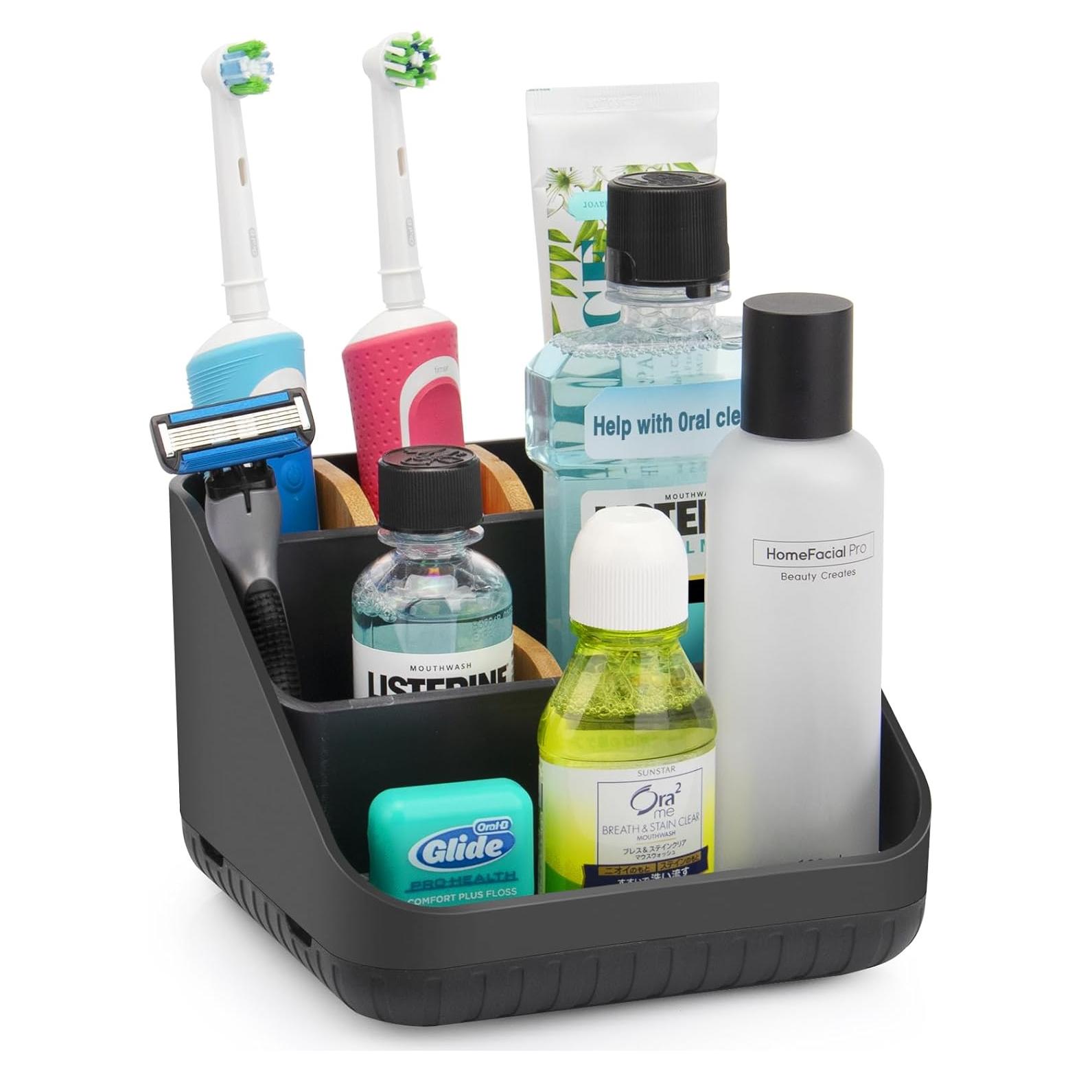 Soporte para Cepillos de Dientes Chintu Negro 6 Ranuras Organizador