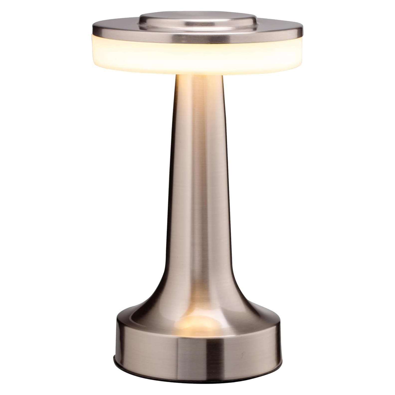 Lámpara de Mesa LED O'Bright Plata Portátil con Sensor Táctil