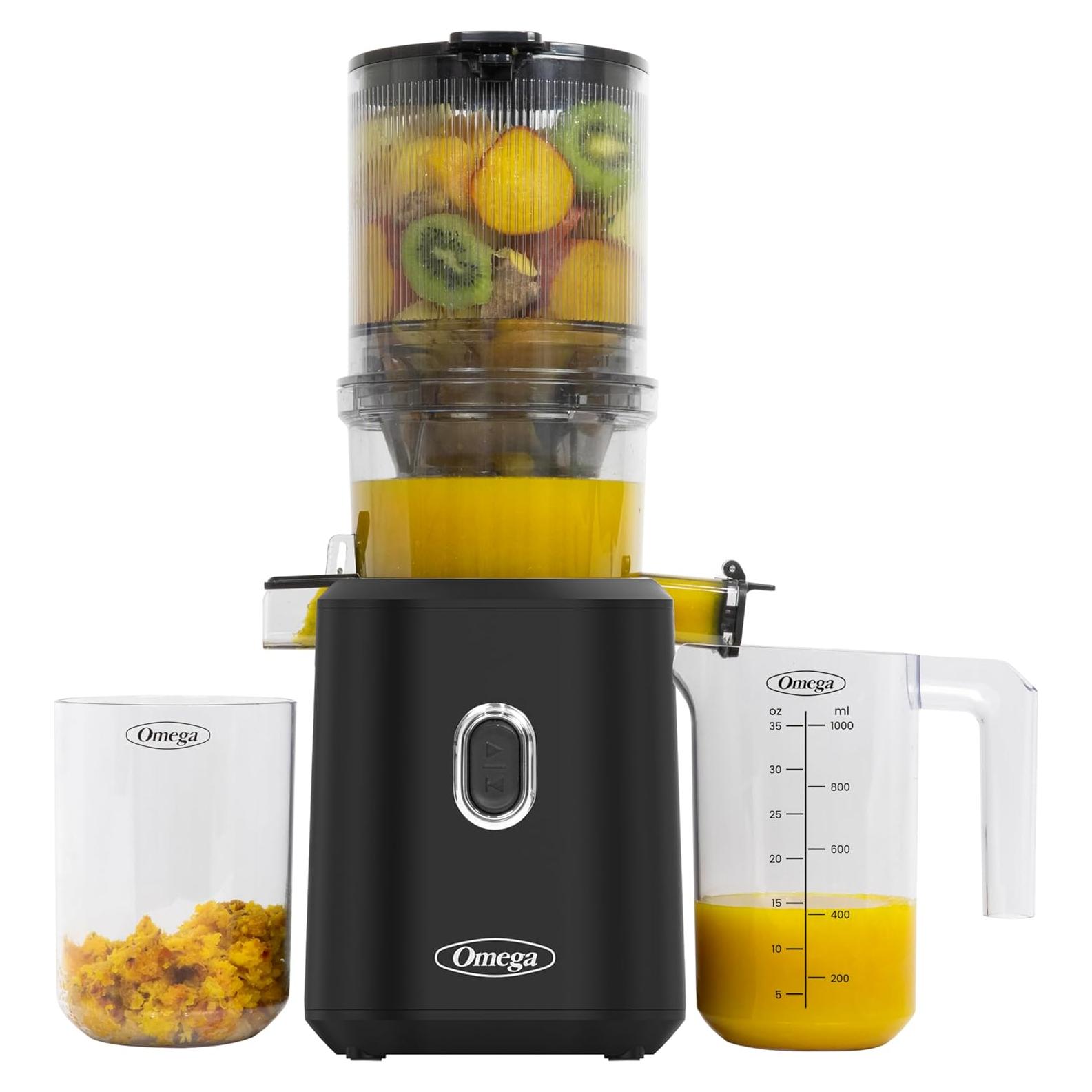 Exprimidor Omega 150W Prensa Fría con Tolva de Lote Negro