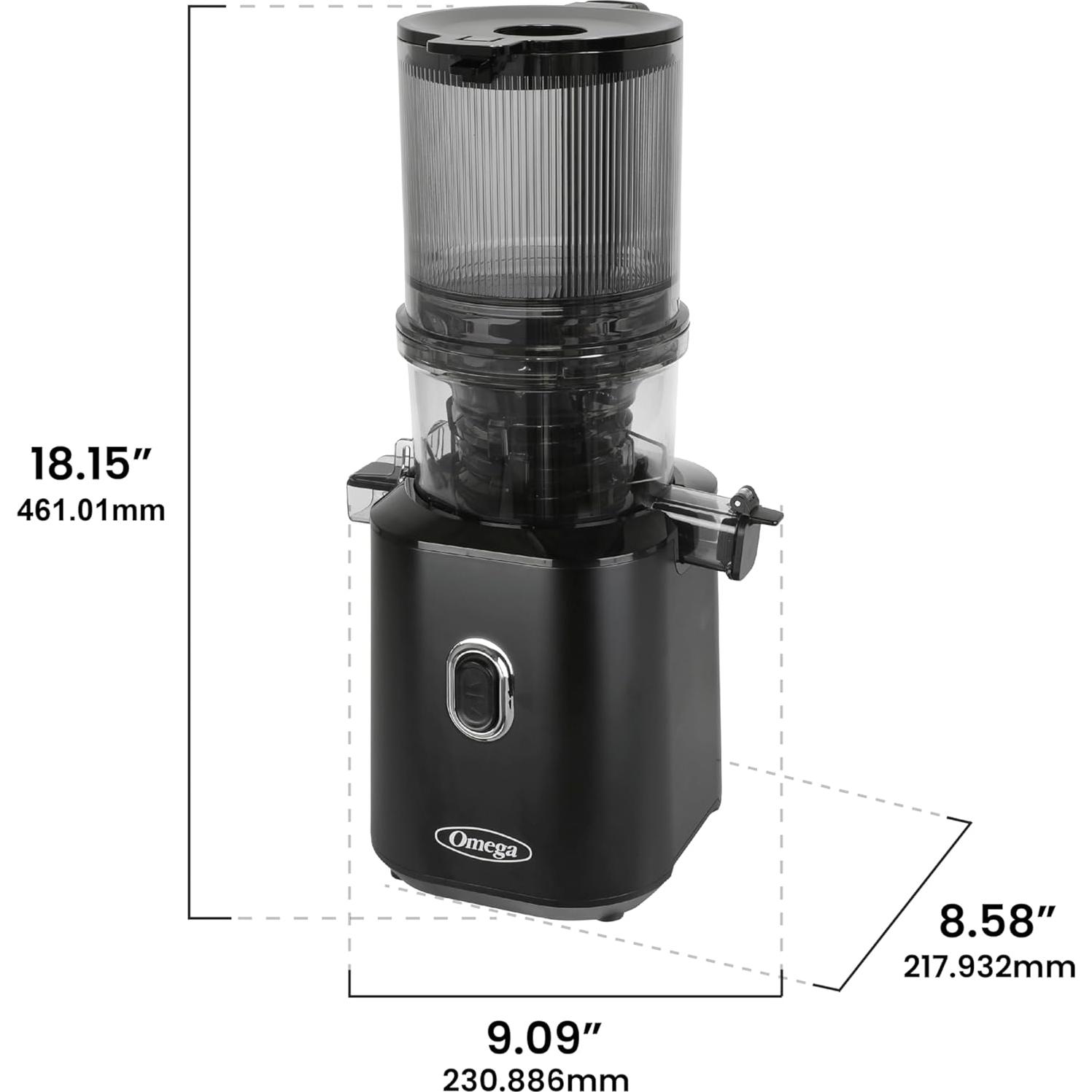 Exprimidor Omega 150W Prensa Fría con Tolva de Lote Negro