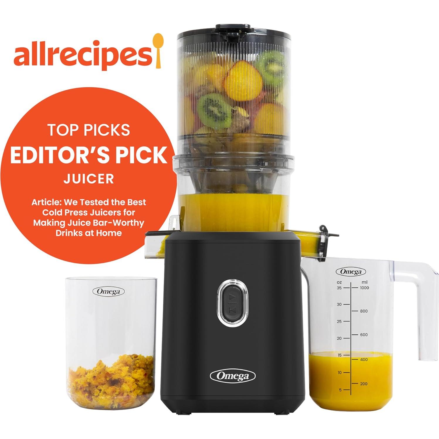 Exprimidor Omega 150W Prensa Fría con Tolva de Lote Negro