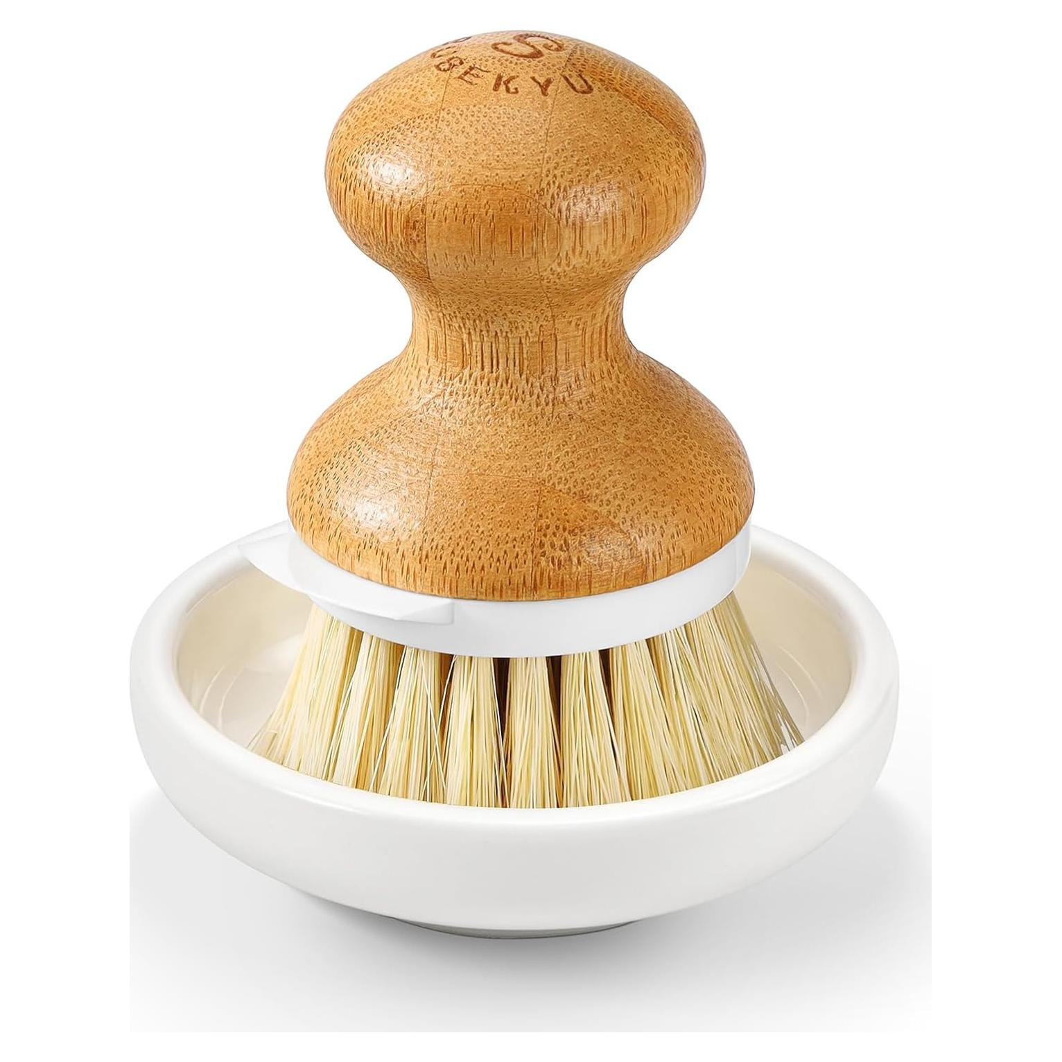 Cepillo de Limpieza de Platos SUBEKYU de Bambú con Raspador