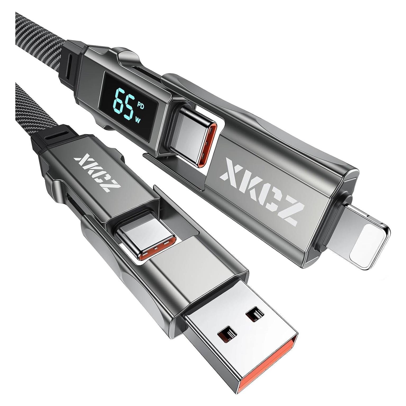 Cable USB C 4 en 1 XKCZ 0.91m Carga Rápida 65W Pantalla