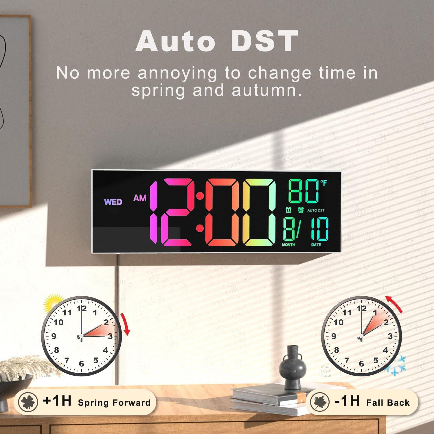 Reloj de Pared Digital JALL 16" LED con Alarma y Temporizador