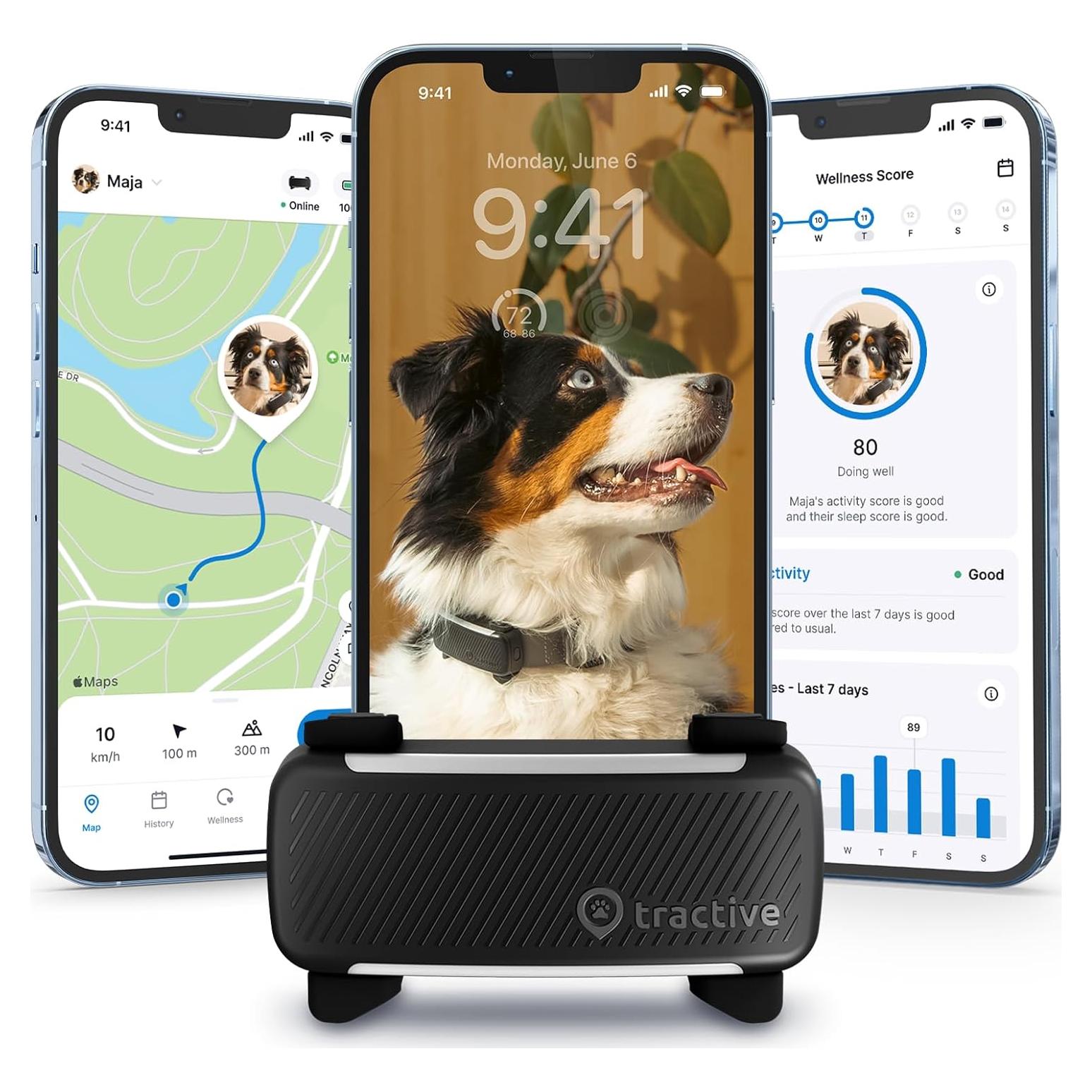 Rastreador GPS para Perros Tractive TG6A Negro - Monitoreo en Tiempo Real