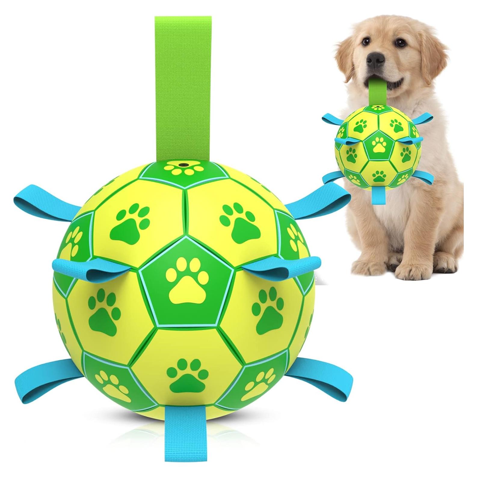 Pelota de Fútbol para Perros QDAN 15.24 cm Verde Amarillo