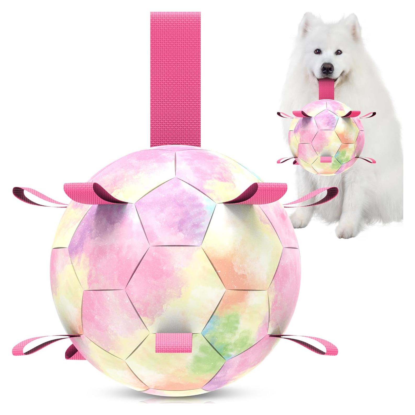 Balón de Fútbol para Perros QDAN Extra Grande 23 cm Arcoíris