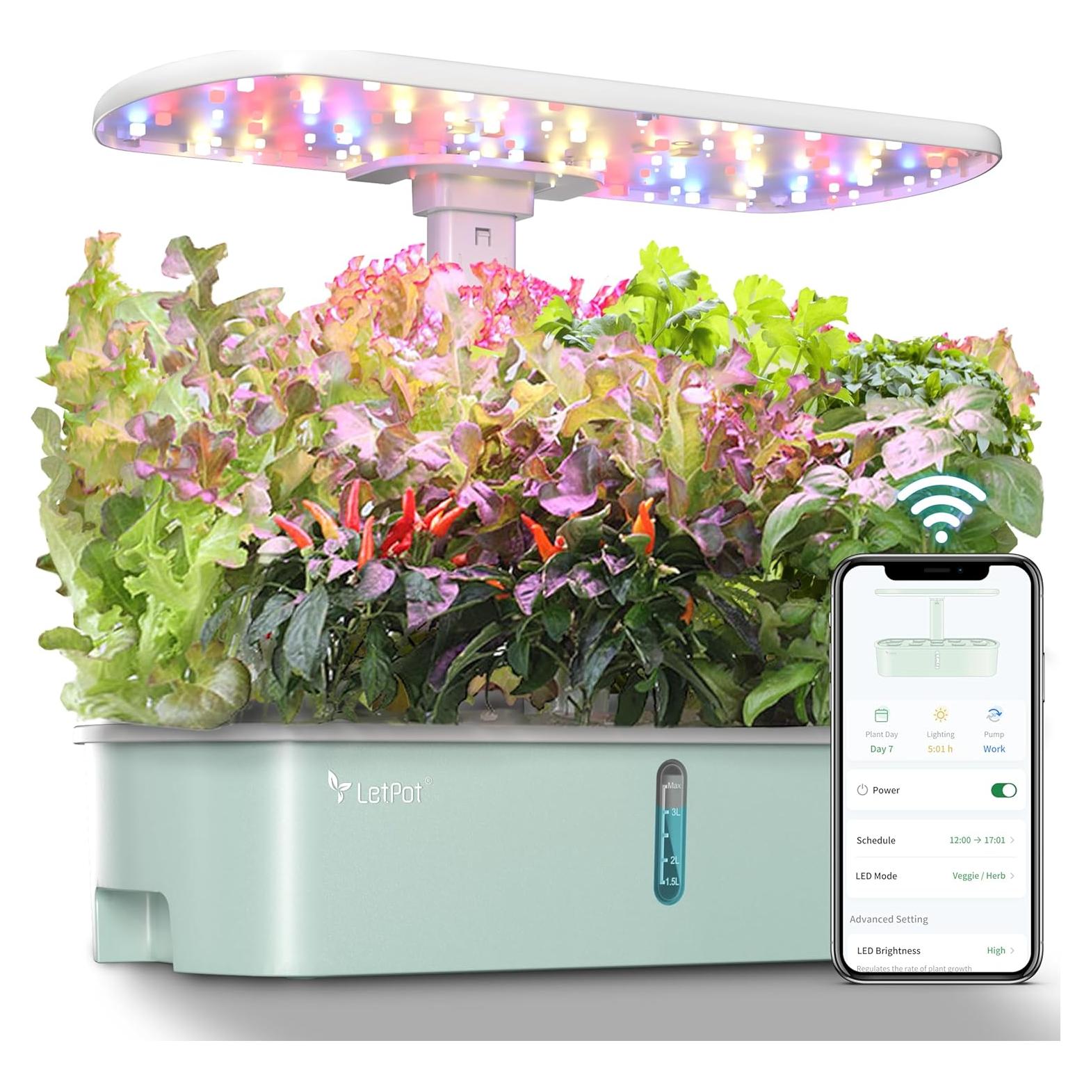 Kit Hidropónico LetPot IGS-61 con Luz LED 24W y 10 Macetas