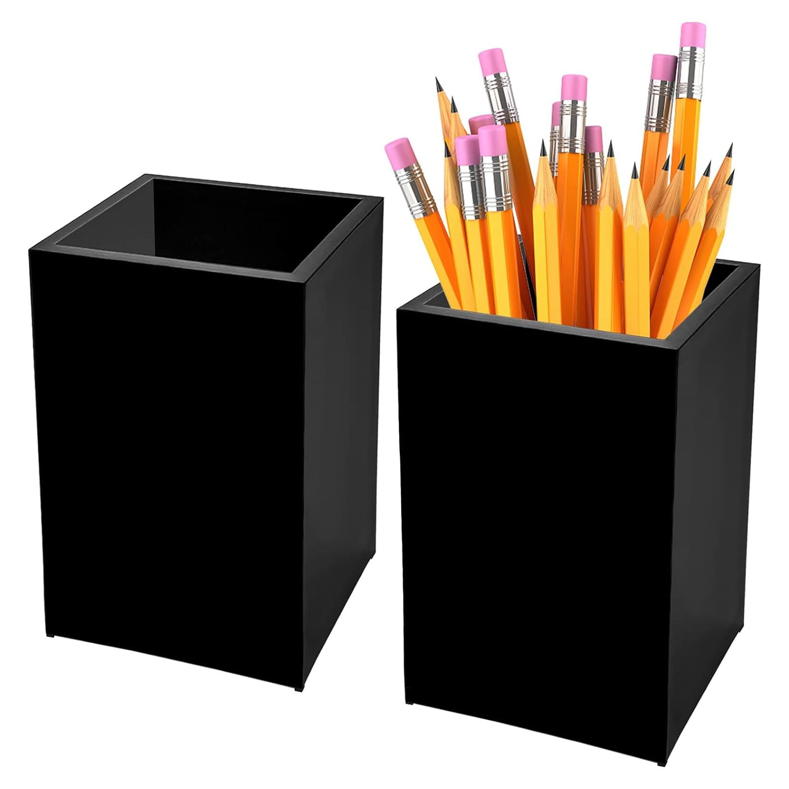 Soporte de Lápiz y Bolígrafos Acrílico Negro Cerpourt - 2 Piezas
