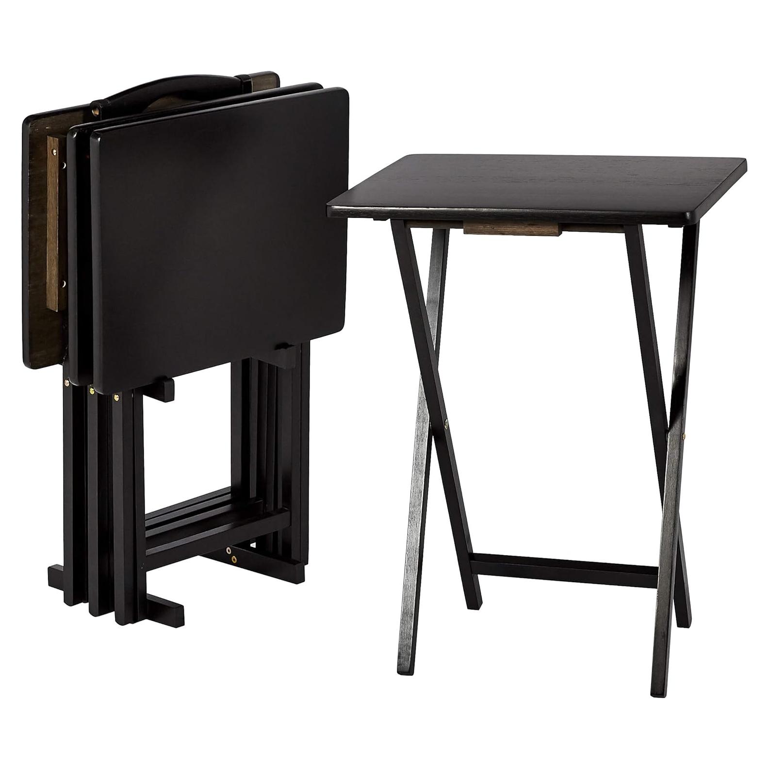 Mesa Plegable Rectangular Amazon Basics 4-Pack Negro 38x48x66 cm