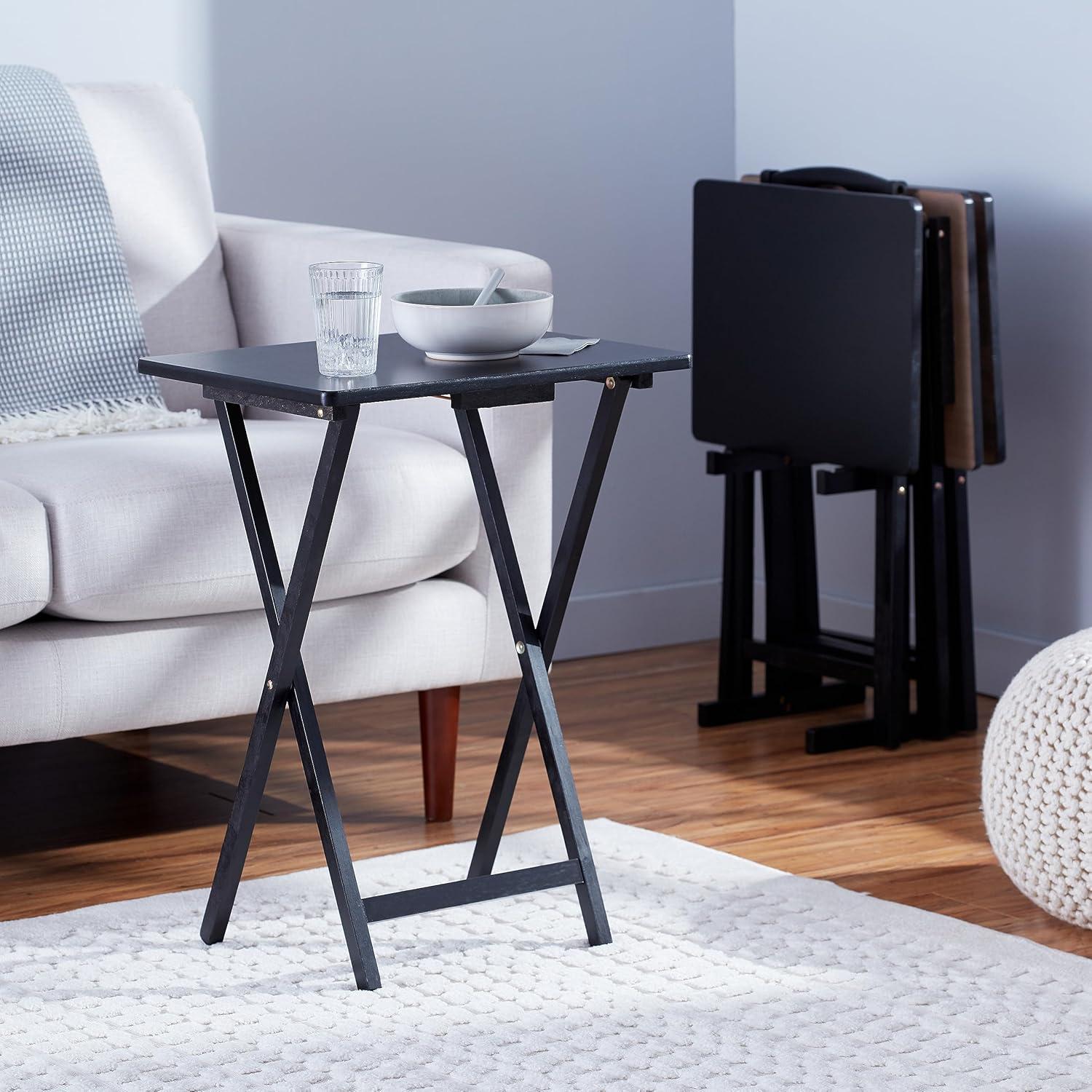 Mesa Plegable Rectangular Amazon Basics 4-Pack Negro 38x48x66 cm