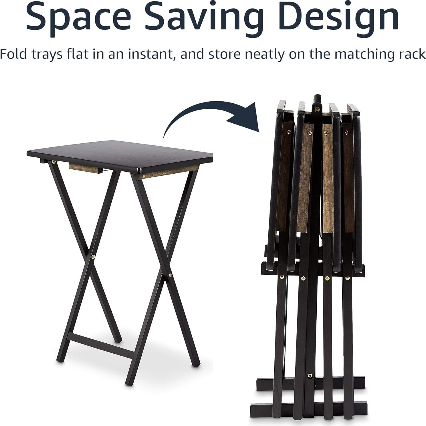 Mesa Plegable Rectangular Amazon Basics 4-Pack Negro 38x48x66 cm