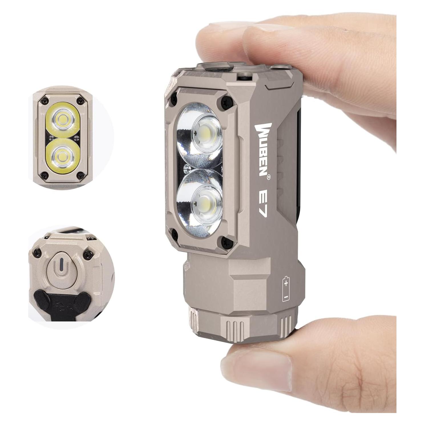 Linterna EDC WUBEN E7 1800 Lúmenes Recargable IP68 Caqui