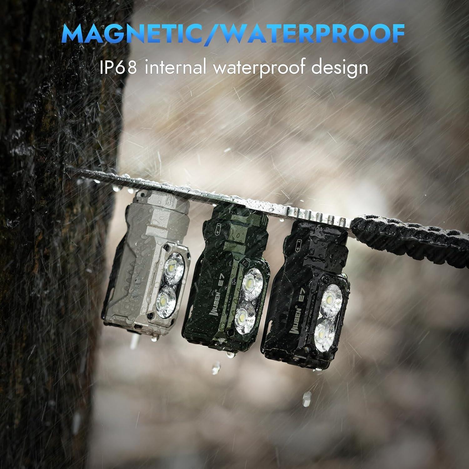 Linterna EDC WUBEN E7 1800 Lúmenes Recargable IP68 Caqui