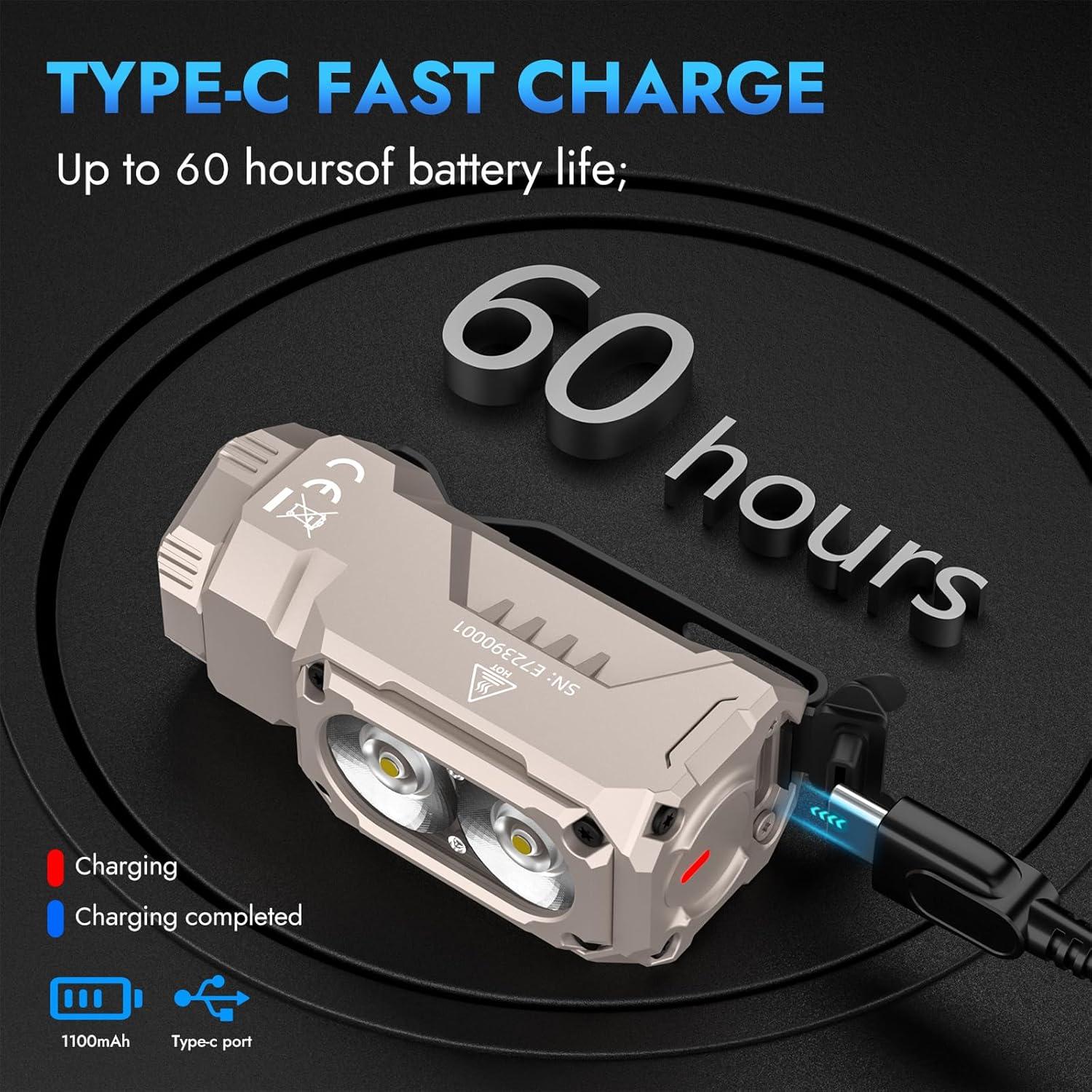 Linterna EDC WUBEN E7 1800 Lúmenes Recargable IP68 Caqui