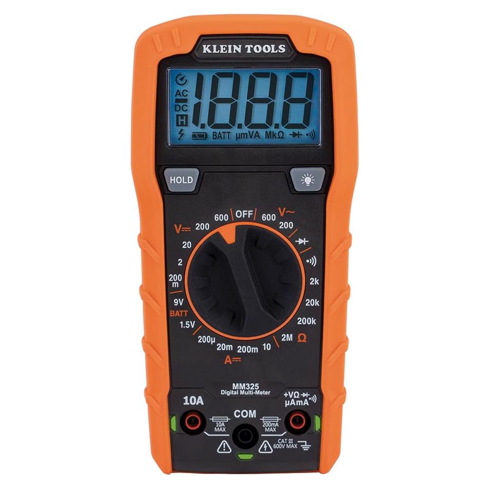 Multímetro Klein Tools MM325 Digital 600V AC/DC, Prueba de Baterías