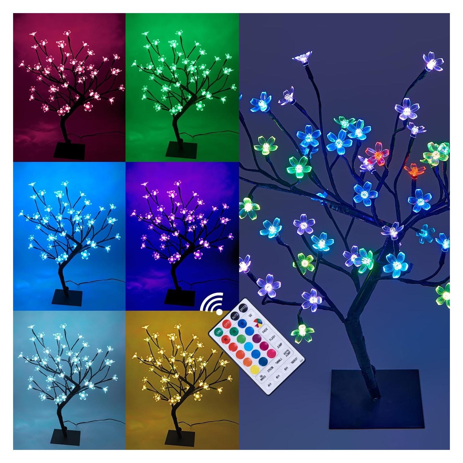 LIGHTSHARE Bonsai Cerezo 45.72 cm 48 Luces LED RGB Control Remoto