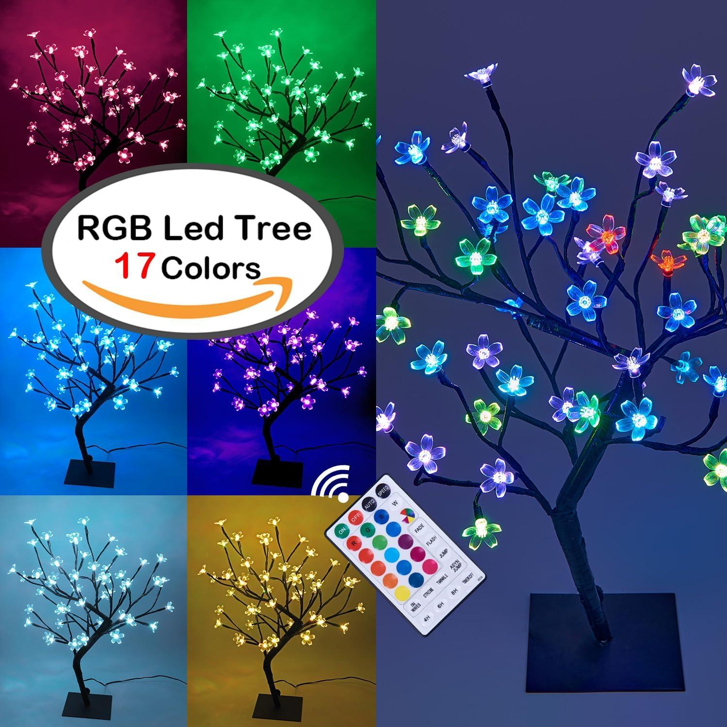 LIGHTSHARE Bonsai Cerezo 45.72 cm 48 Luces LED RGB Control Remoto
