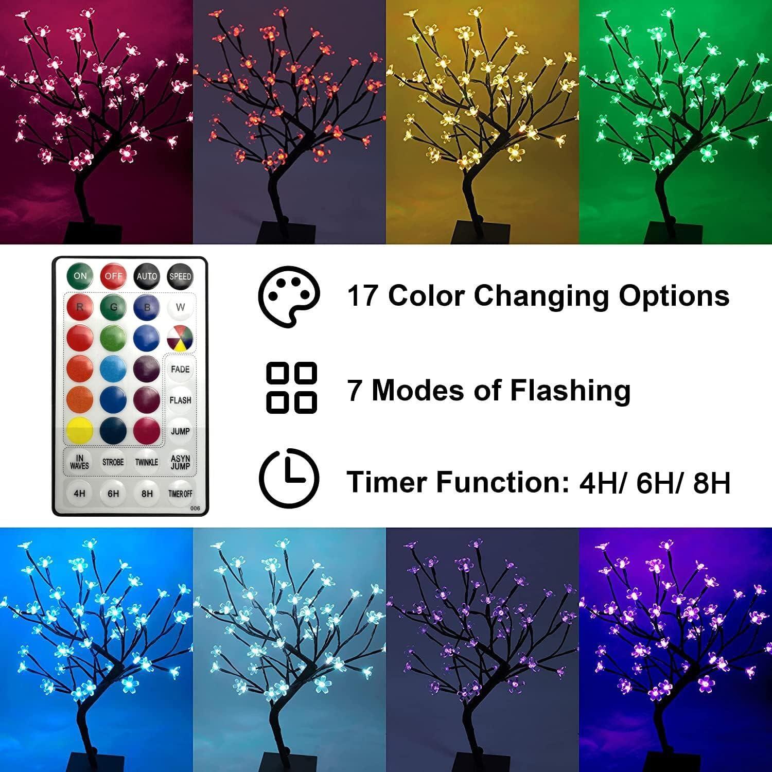 LIGHTSHARE Bonsai Cerezo 45.72 cm 48 Luces LED RGB Control Remoto