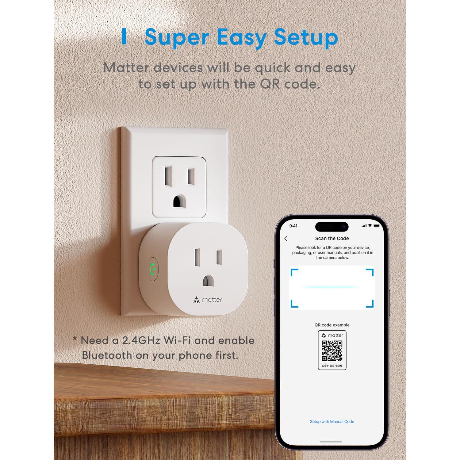 Enchufe Inteligente Meross Matter - Paquete de 2, Control por App y Voz