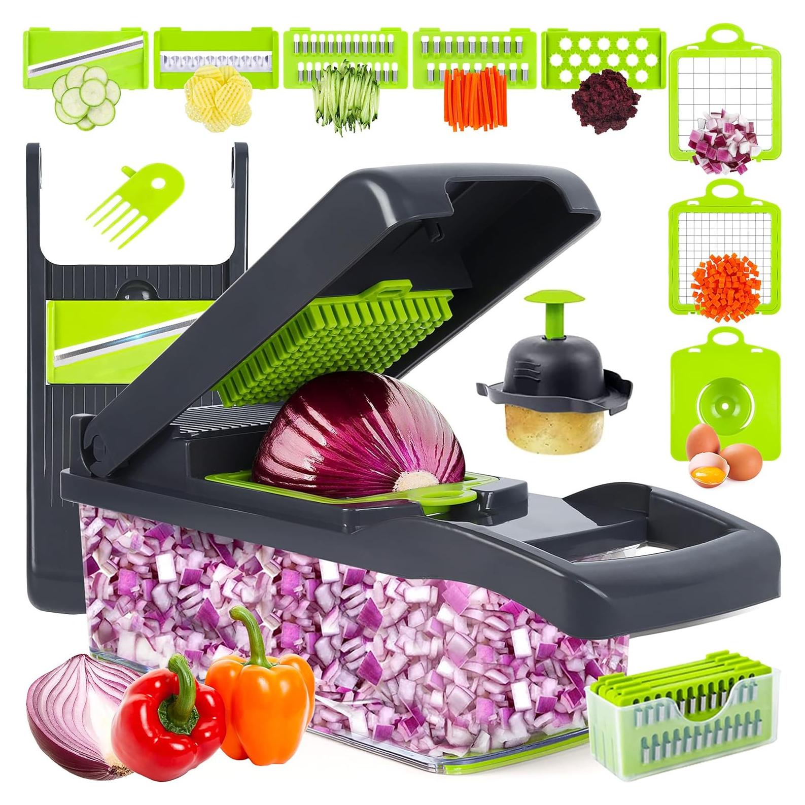 Cortador de Verduras Mandolina RAIQEE 10 en 1 Acero Inoxidable