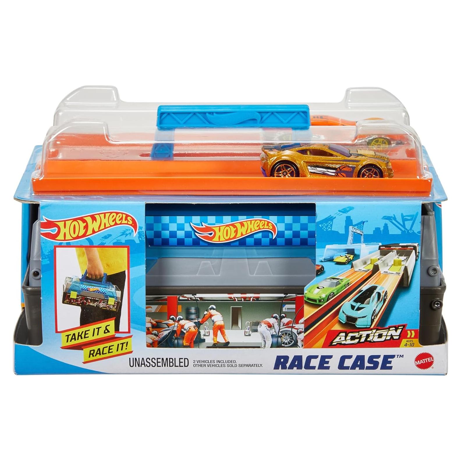 Set de Juego Hot Wheels Race Case con 2 Coches y Pista