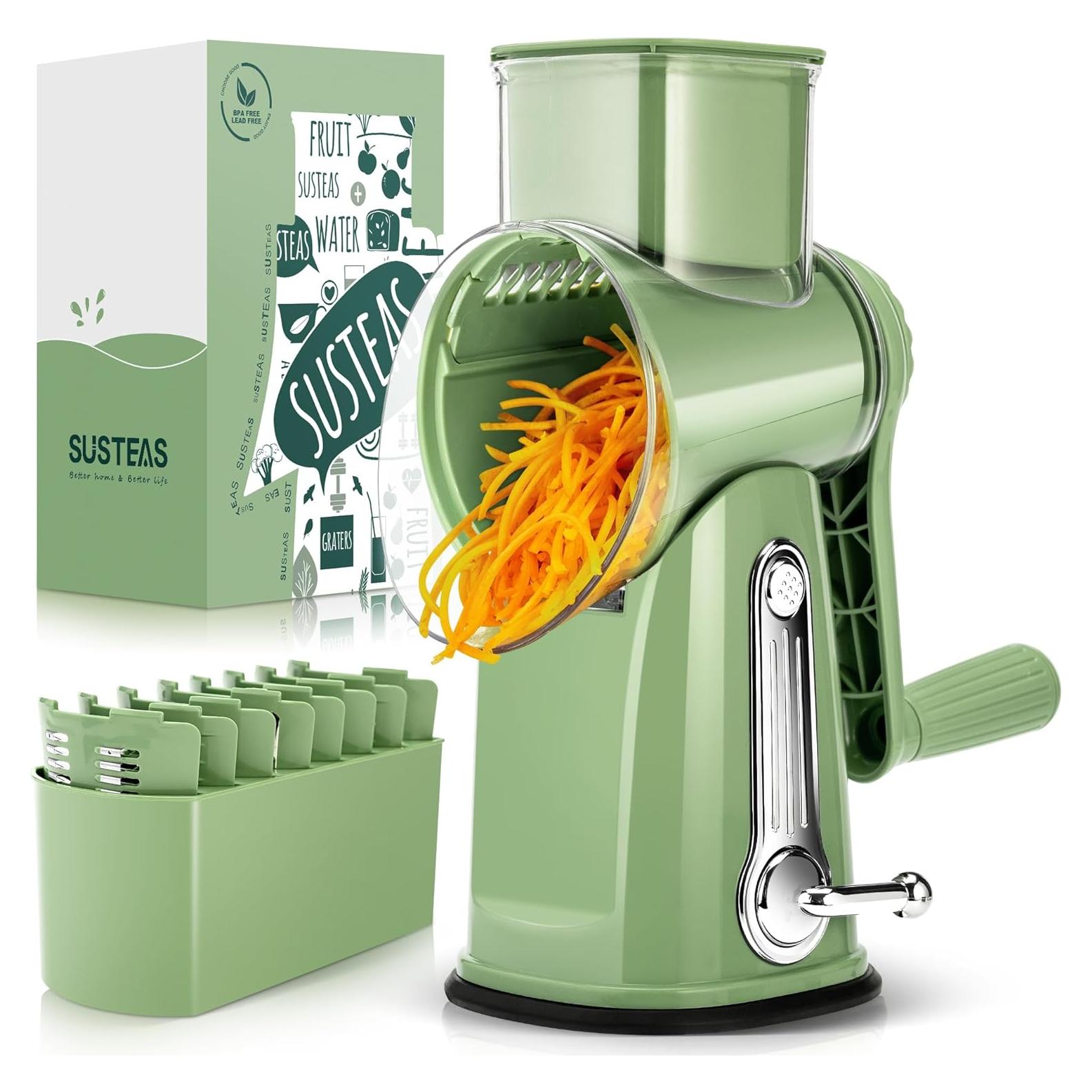 Rallador de Queso Rotary SUSTEAS Verde con 5 Cuchillas