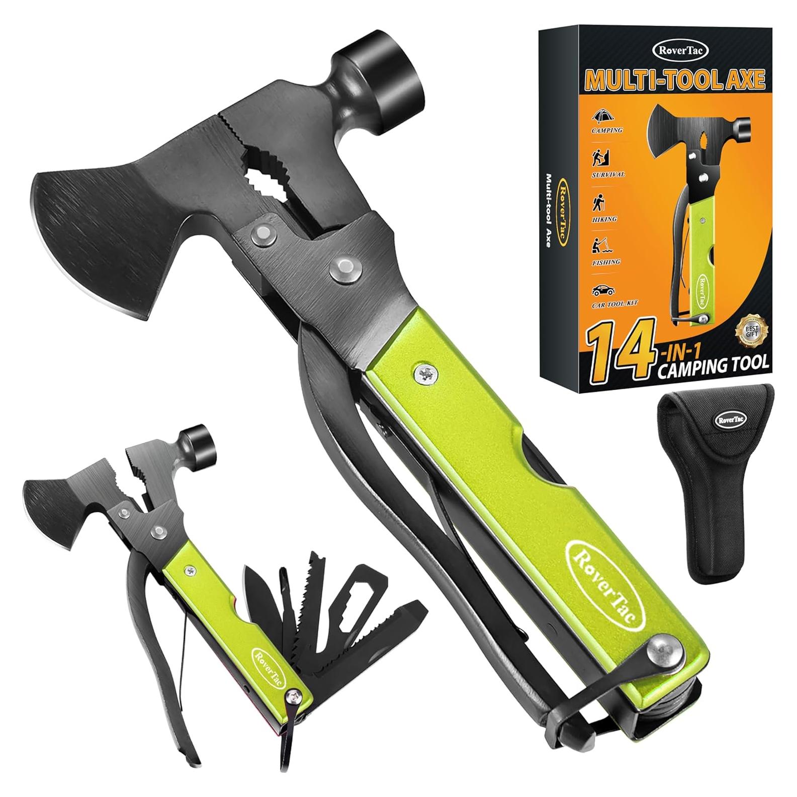 Hacha Multiherramienta 14 en 1 RoverTac Verde Acero Inoxidable