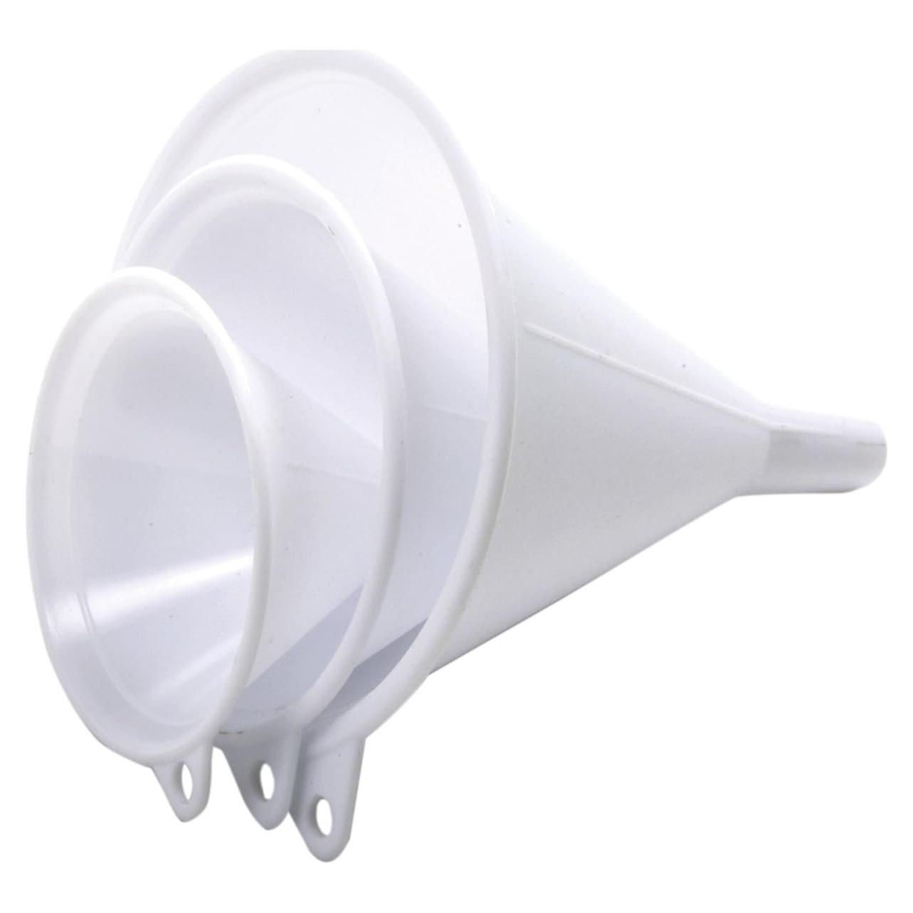 Juego de 3 Embudos de Plástico Norpro - Blanco, 10cm a 6cm