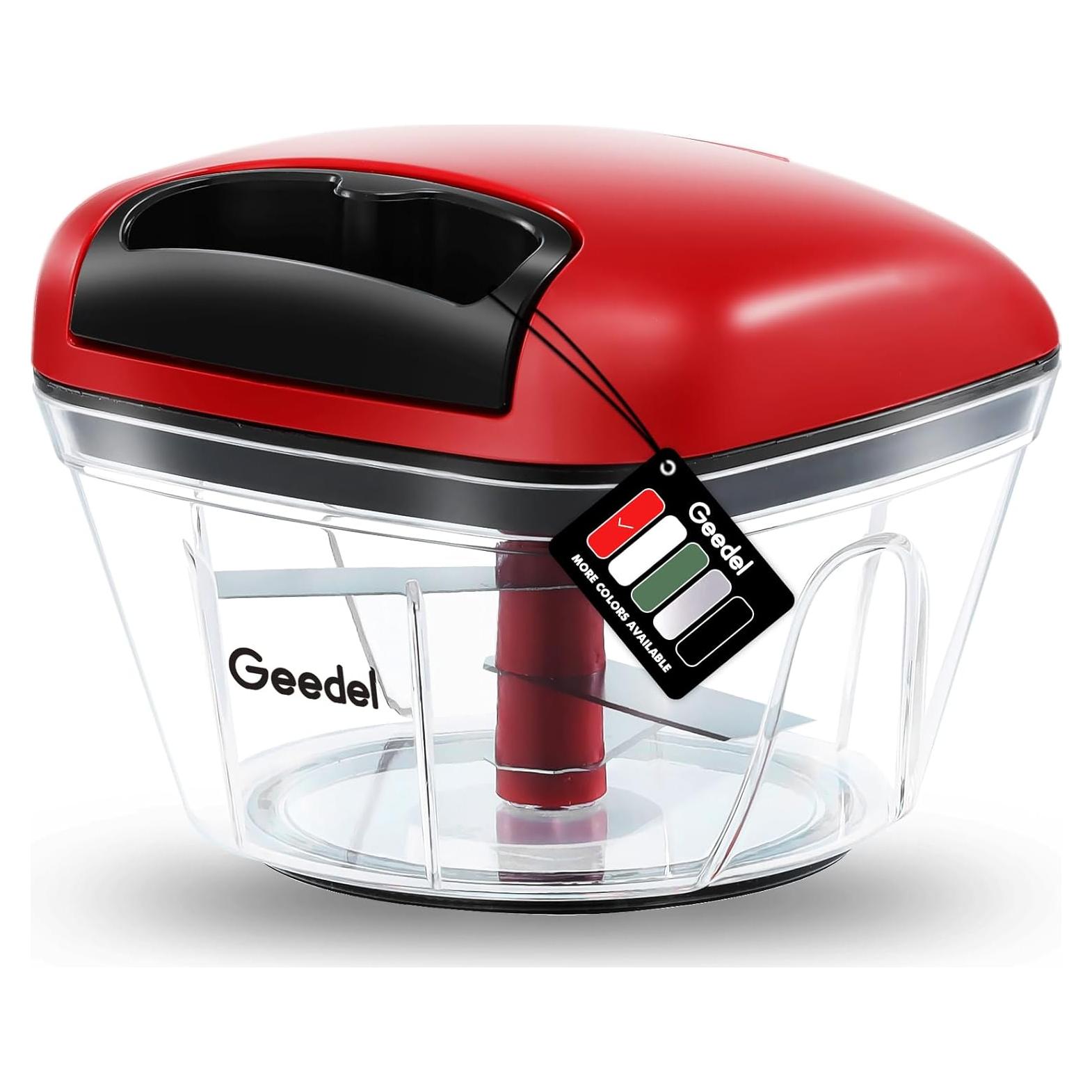 Picador de Alimentos Geedel Mini 2 Tazas Manual Rojo