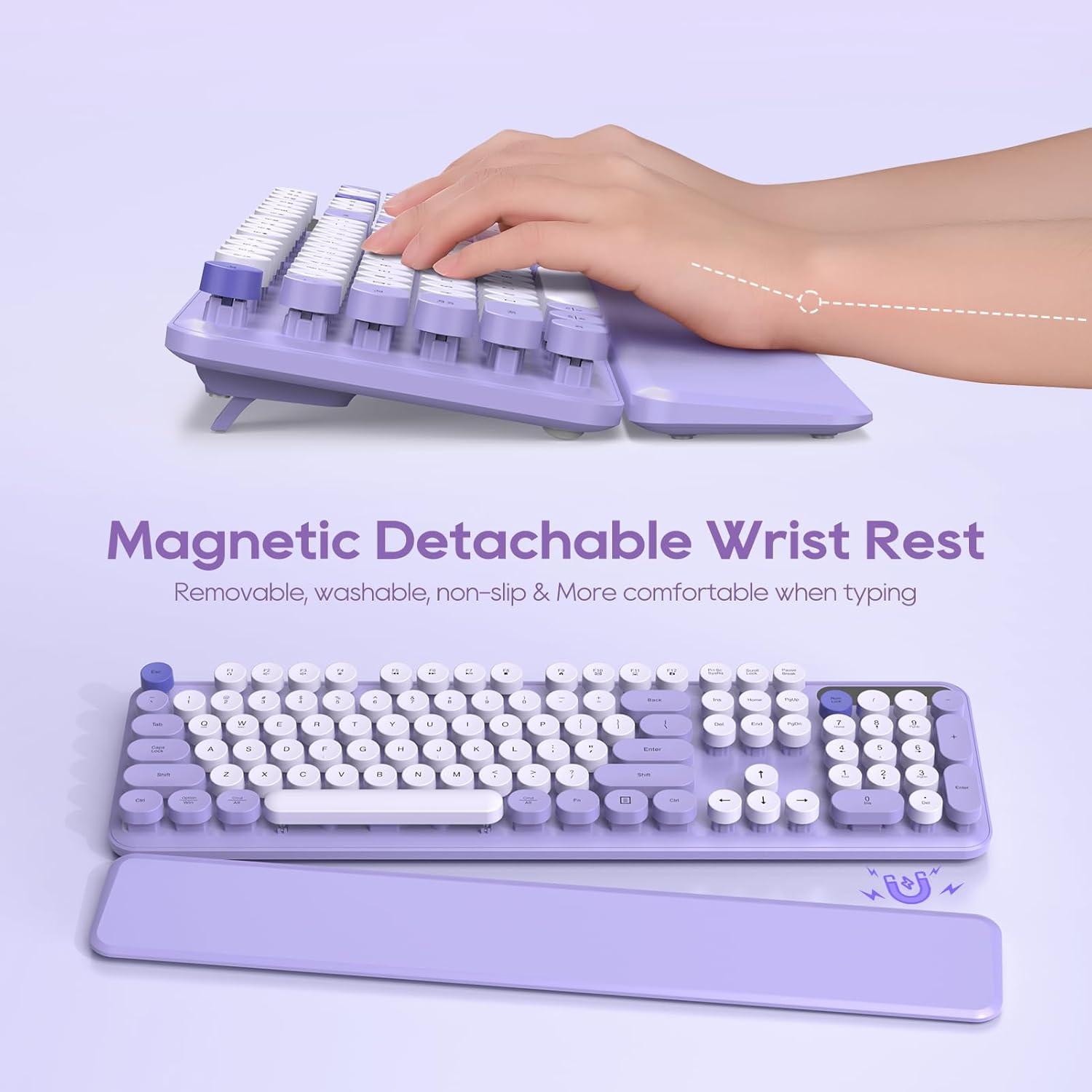 Combo Teclado y Ratón Inalámbrico SABLUTE Retro Púrpura