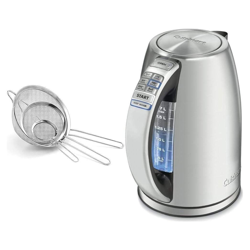 Set de Coladores de Malla Cuisinart y Hervidor Eléctrico 1.7L