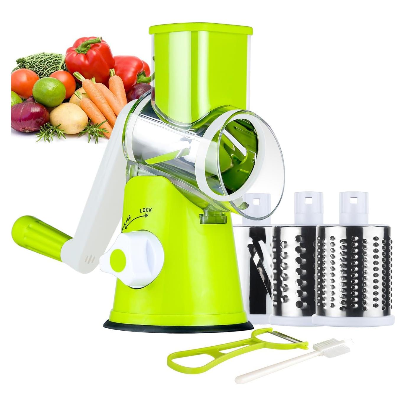 Rallador de Queso Ourokhome Verde 3 Cuchillas Manual