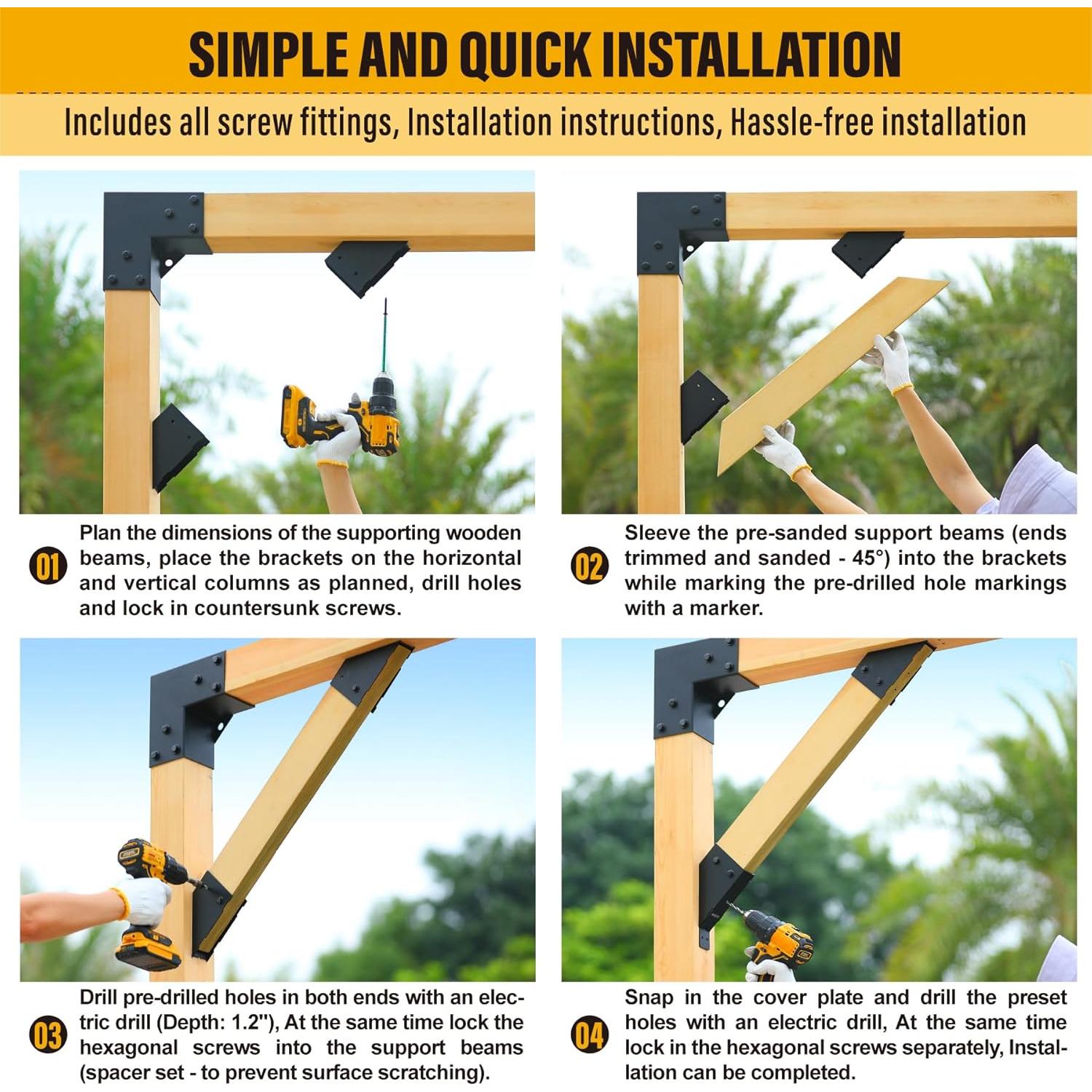 Soporte de Ángulo 45° Brukid para Madera 2x4 - 4 Piezas