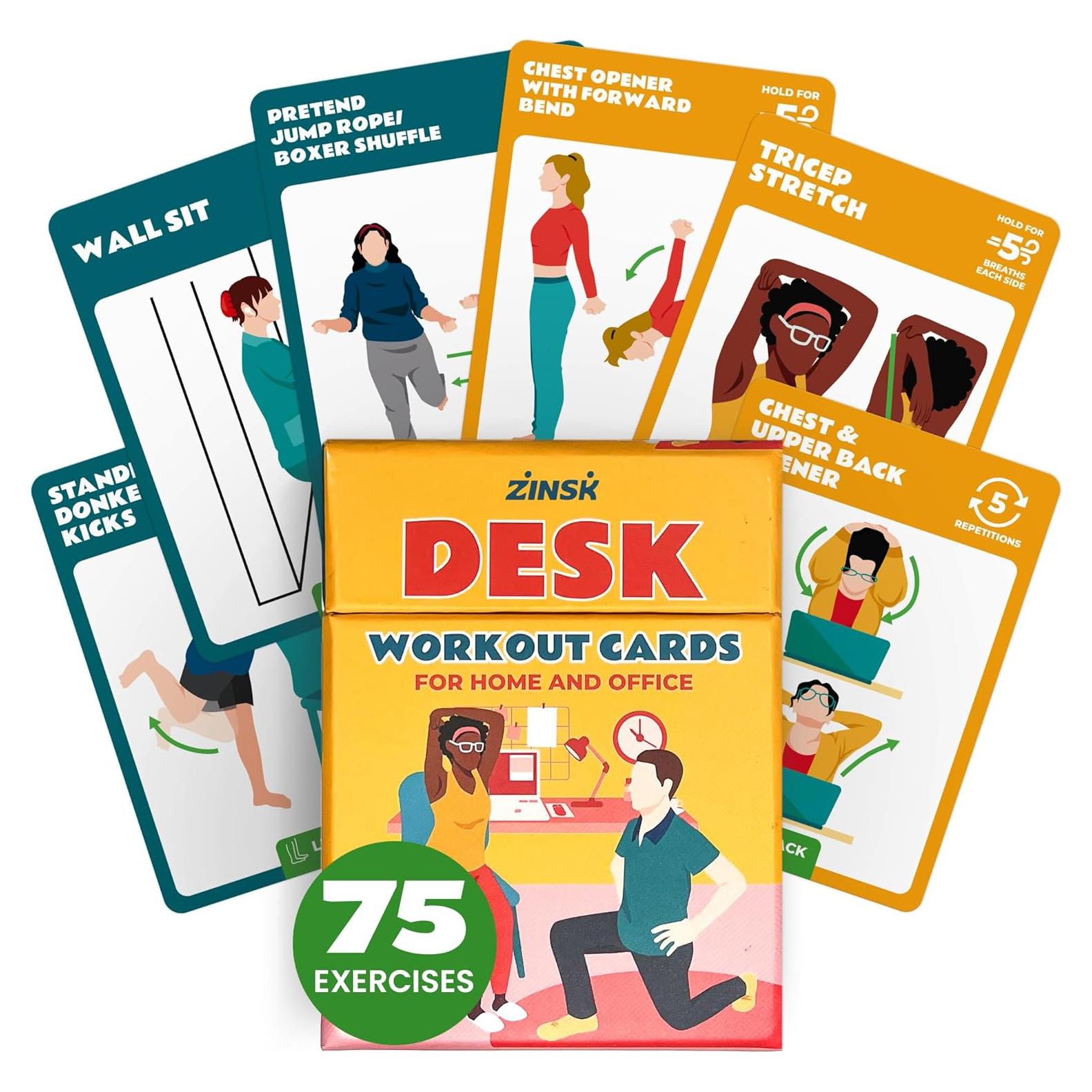 75 Tarjetas de Ejercicio Zinsk - Rutinas de Peso Corporal y Estiramientos